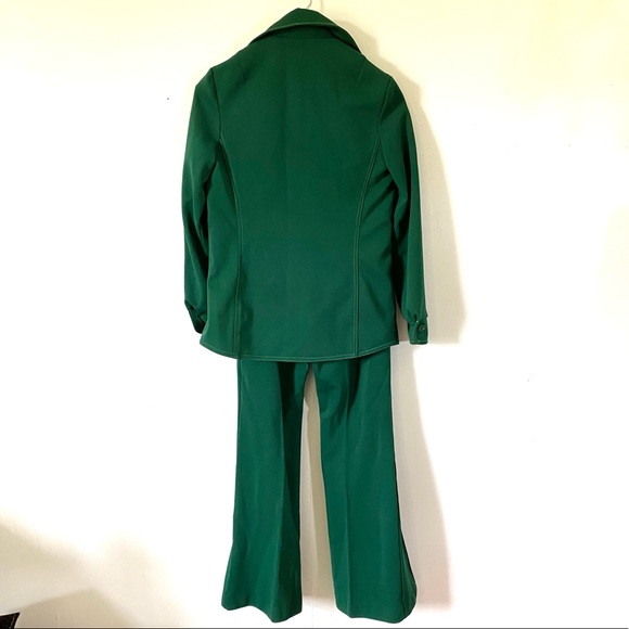 Vintage Alex Coleman Green Leisure Suit 70s Bellbottom Pants Jacket Womens Small - Picture 9 of 14
